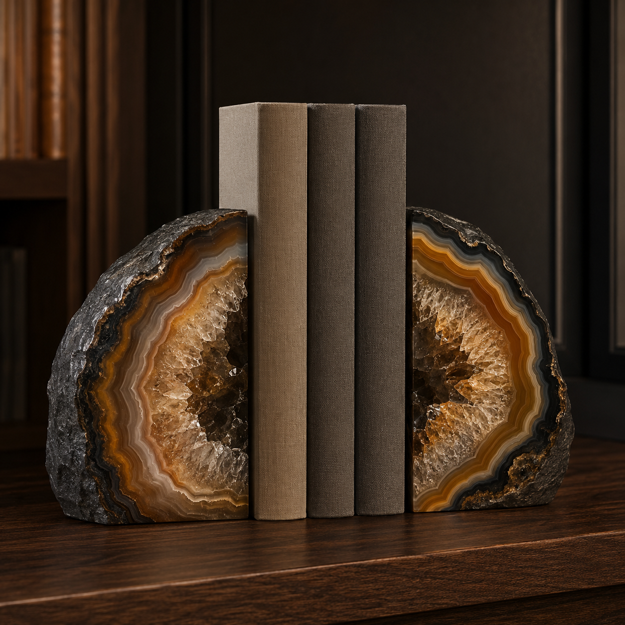 Agate Bookends editorial still life