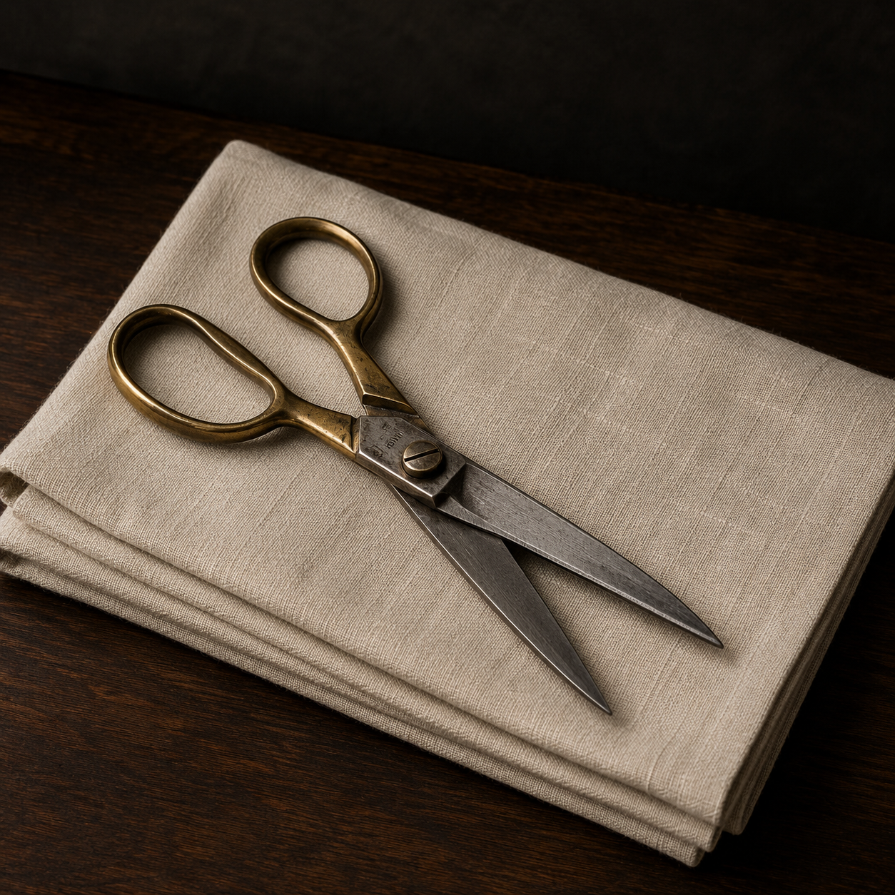 Vintage-Style Brass Scissors editorial still life